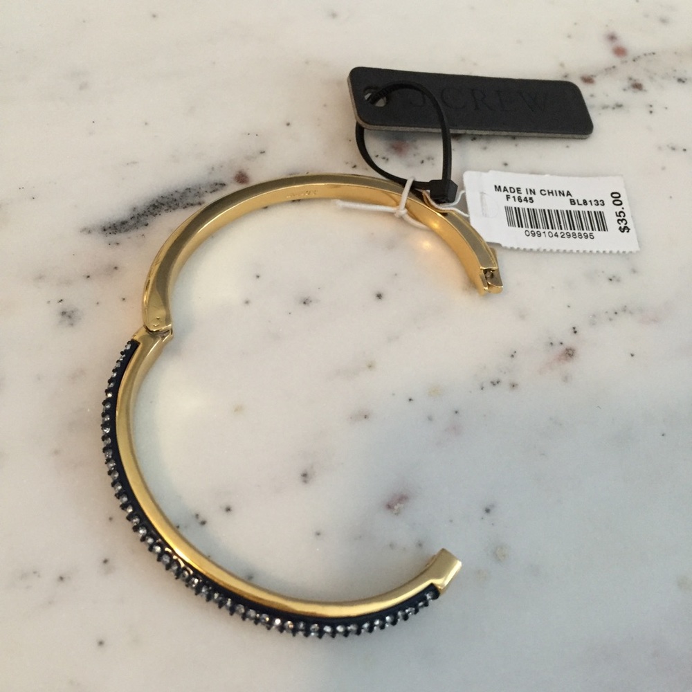 NWT Navy Blue & Gold Rounded Pavé Hinge Bracelet - Picture 4 of 6